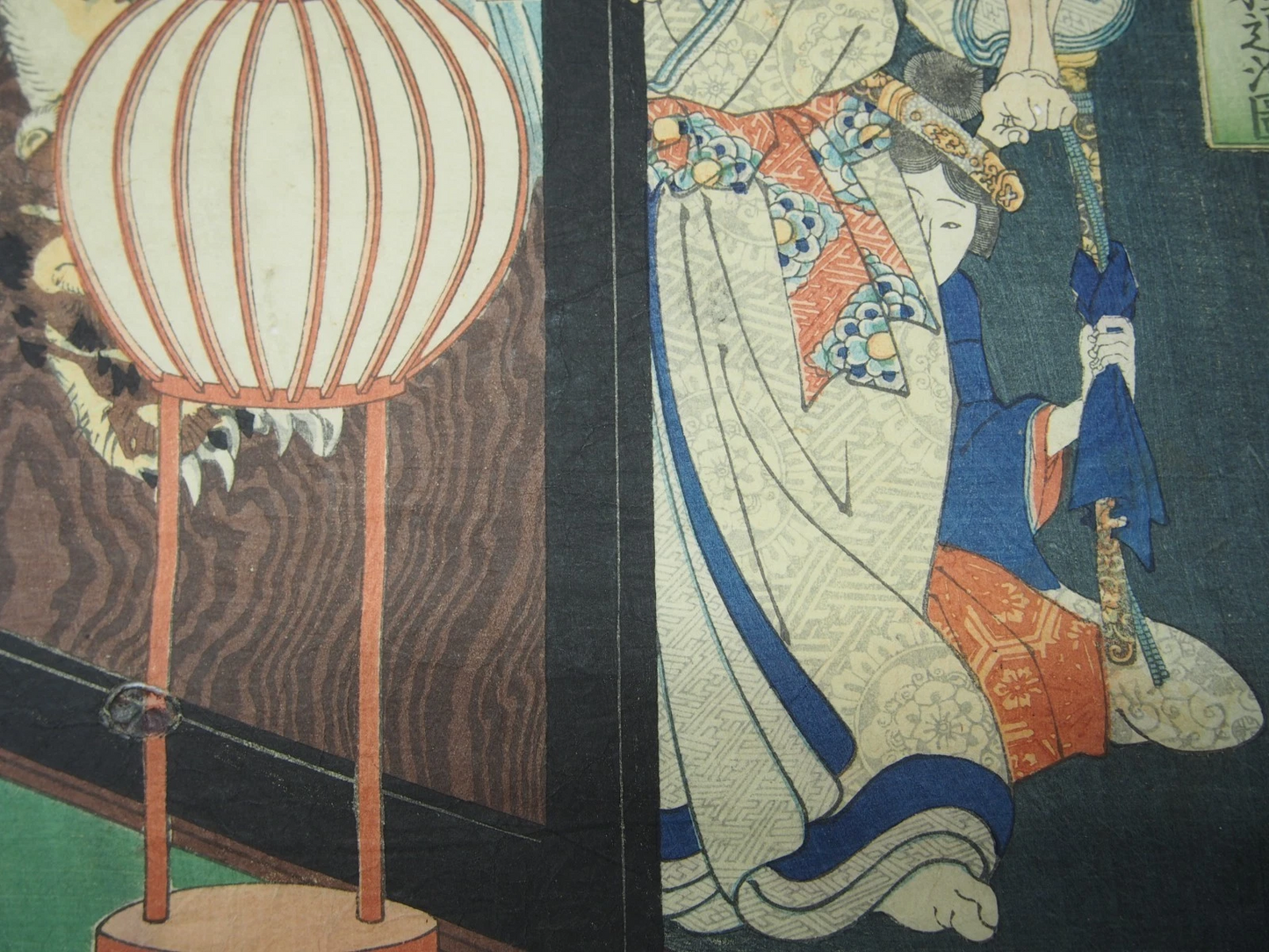 Yoshitoshi Woodblock Print: Fukushima Masamori Exterminating Monster, Ghost 1866