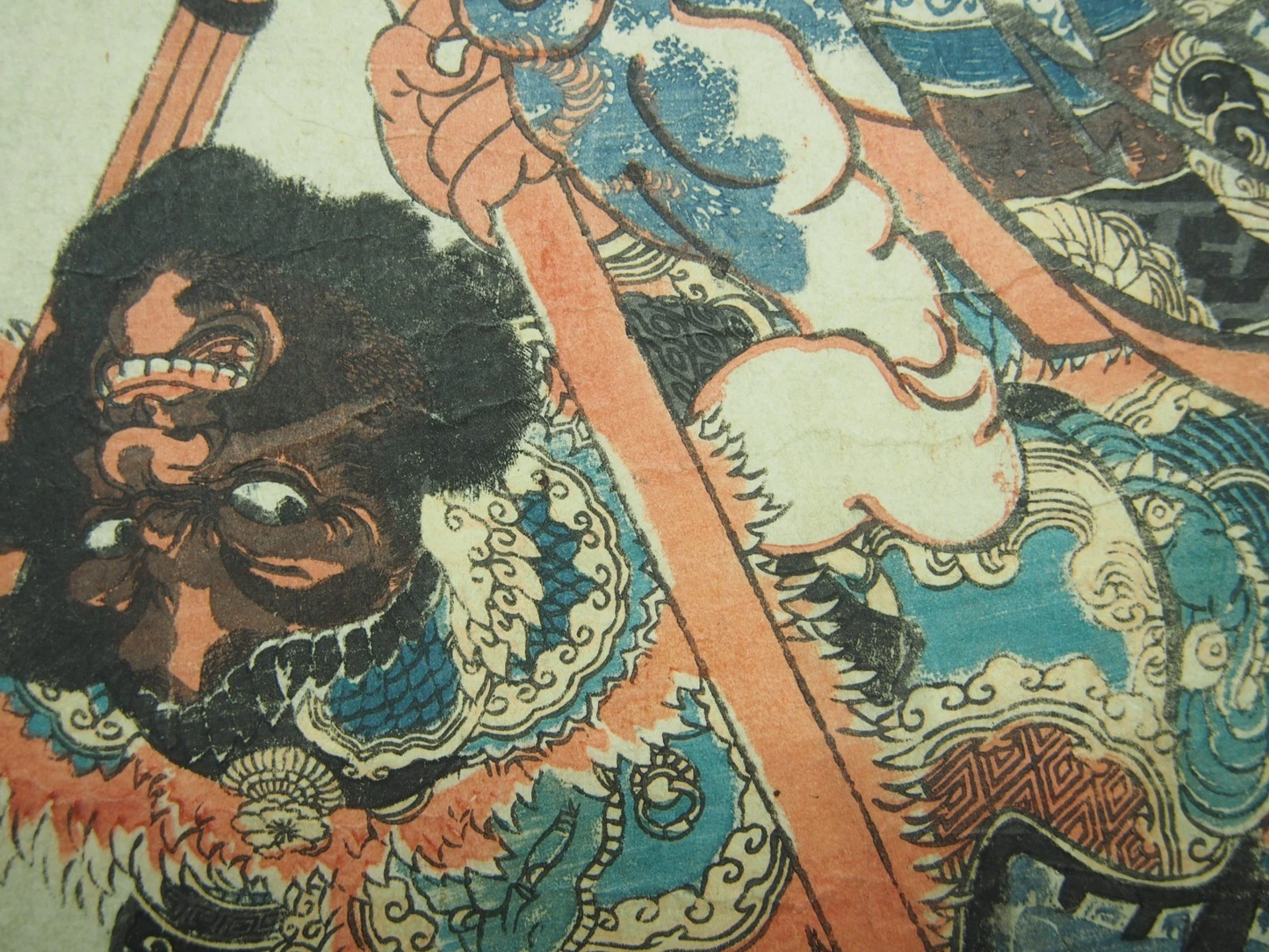 Kuniyoshi Woodblock Print: Water Margin Hero Nine-Dragoned Shi Jin, Tattoo