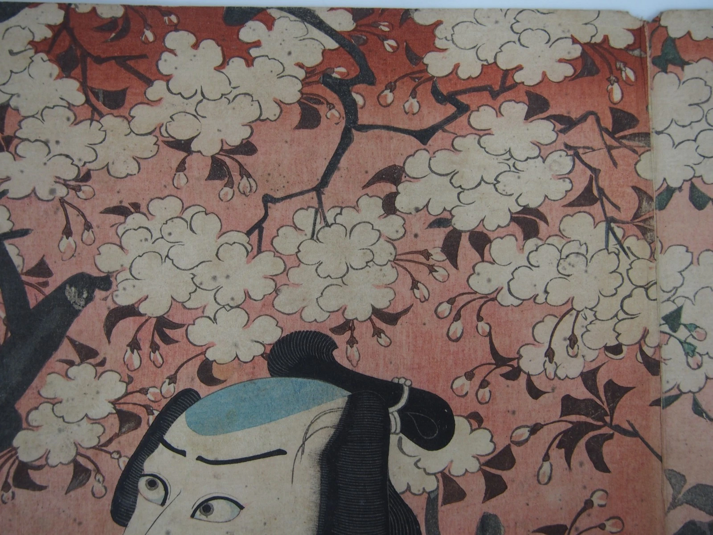 Yoshitoshi Woodblock Print Triptych: Tattoo! Model of Courage, Flowers 1860