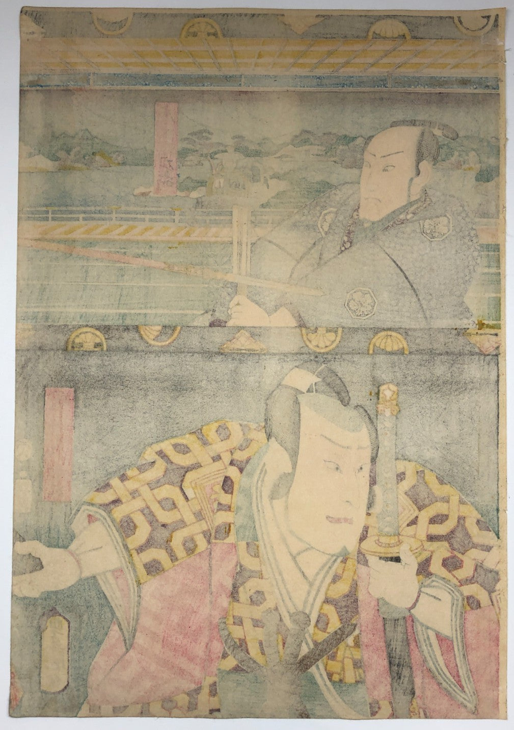 Toyokuni Woodblock Print Triptych: One of the hundred forms of expression — I