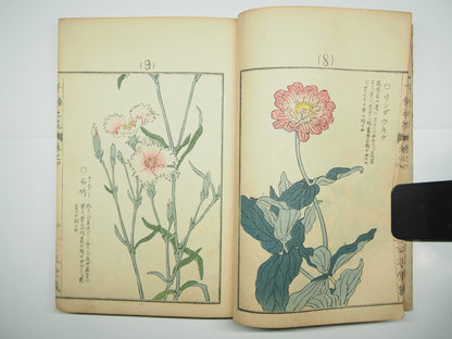 Bairei Woodblock Print Book: "Thousand Flowers" #4, First edition, Unsodo 1891