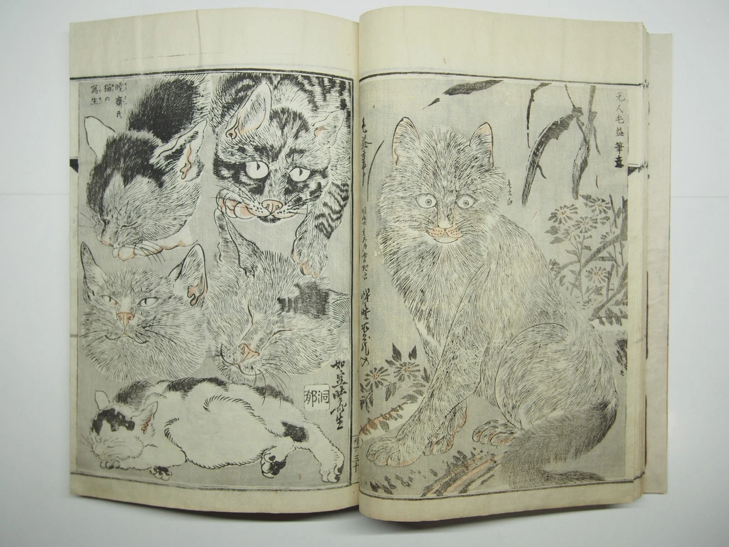 Kyosai Woodblock Print Book x4 Set: Kyosai's Paintings Collection 1887 Ukiyo-e