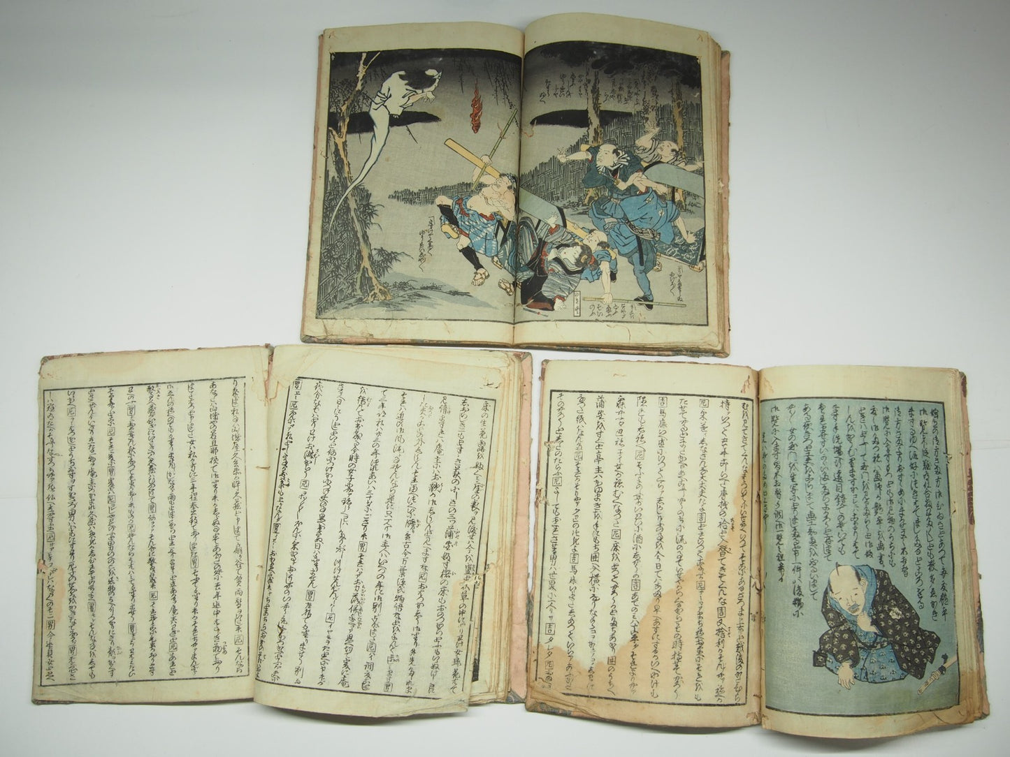Kunisada Woodblock Print Book x3: "Love Training" Shunga Erotic Ghost Edo Period