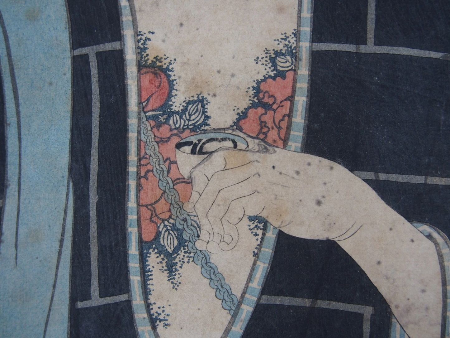 Yoshitoshi Woodblock Print Triptych: Tattoo! Model of Courage, Flowers 1860