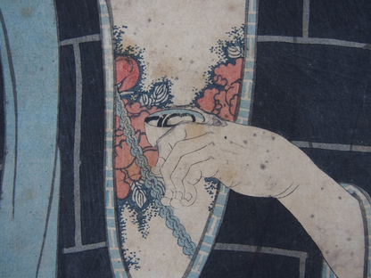 Yoshitoshi Woodblock Print Triptych: Tattoo! Model of Courage, Flowers 1860