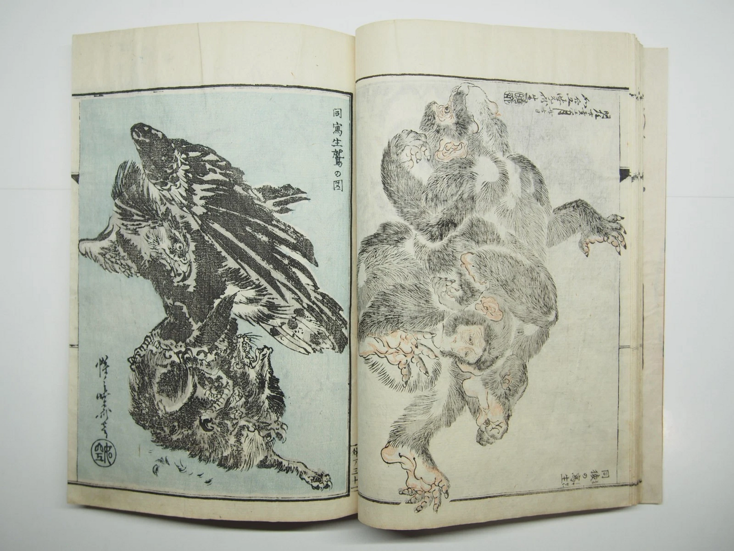 Kyosai Woodblock Print Book x4 Set: Kyosai's Paintings Collection 1887 Ukiyo-e