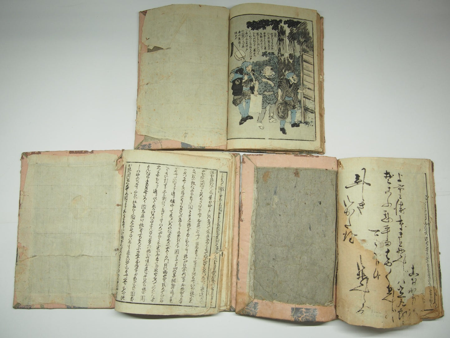 Kunisada Woodblock Print Book x3: "Love Training" Shunga Erotic Ghost Edo Period