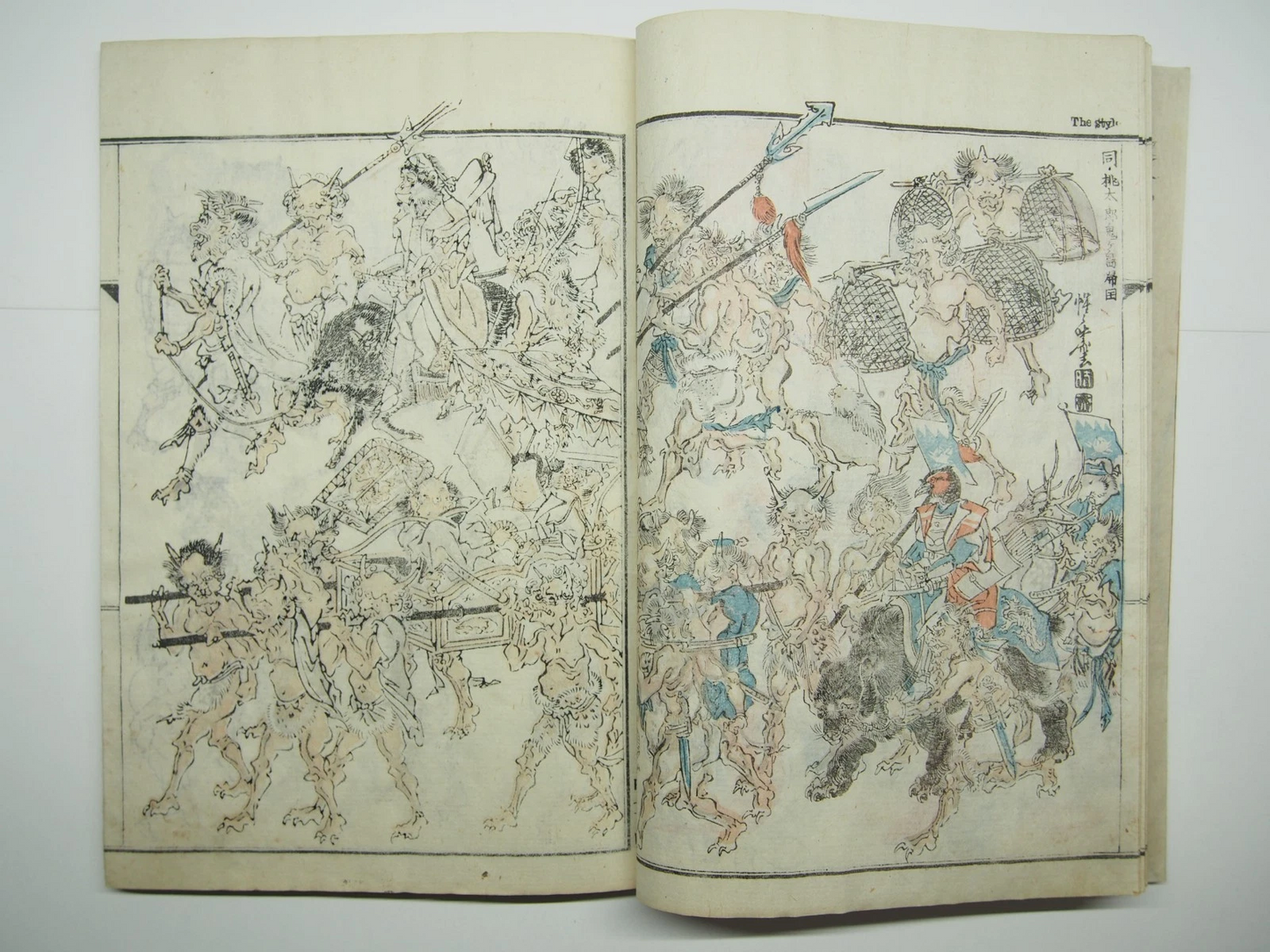 Kyosai Woodblock Print Book x4 Set: Kyosai's Paintings Collection 1887 Ukiyo-e