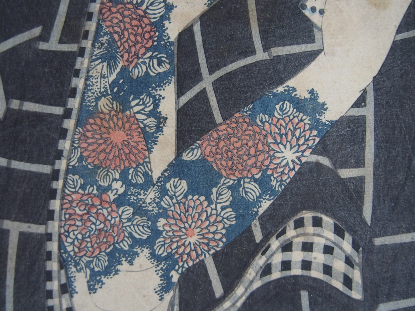 Yoshitoshi Woodblock Print Triptych: Tattoo! Model of Courage, Flowers 1860