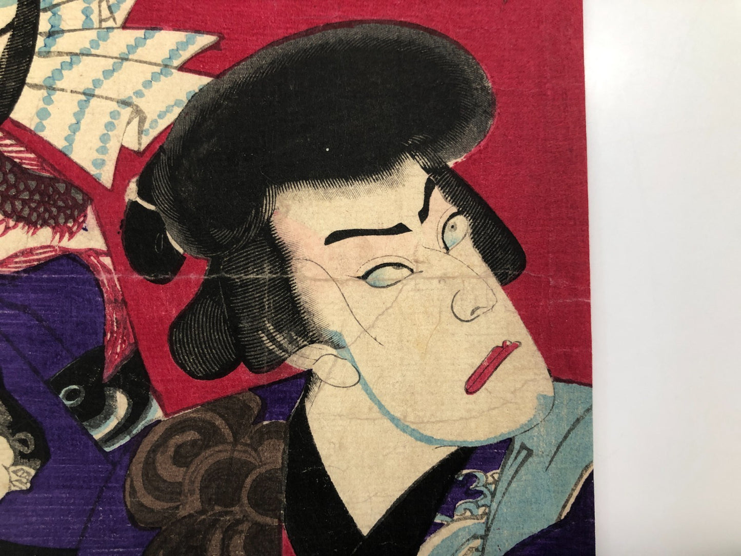 Chikashige Woodblock Print triptych:Tenpo Suikoden Tattoo Meiji era Kabuki actor