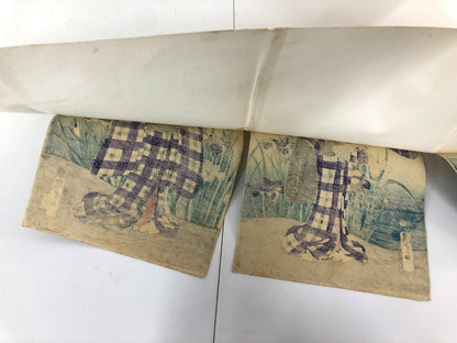 Kunisada Woodblock Print Quintuplet: Iris Benkei set 1866 Bijin-ga Ukiyo-e