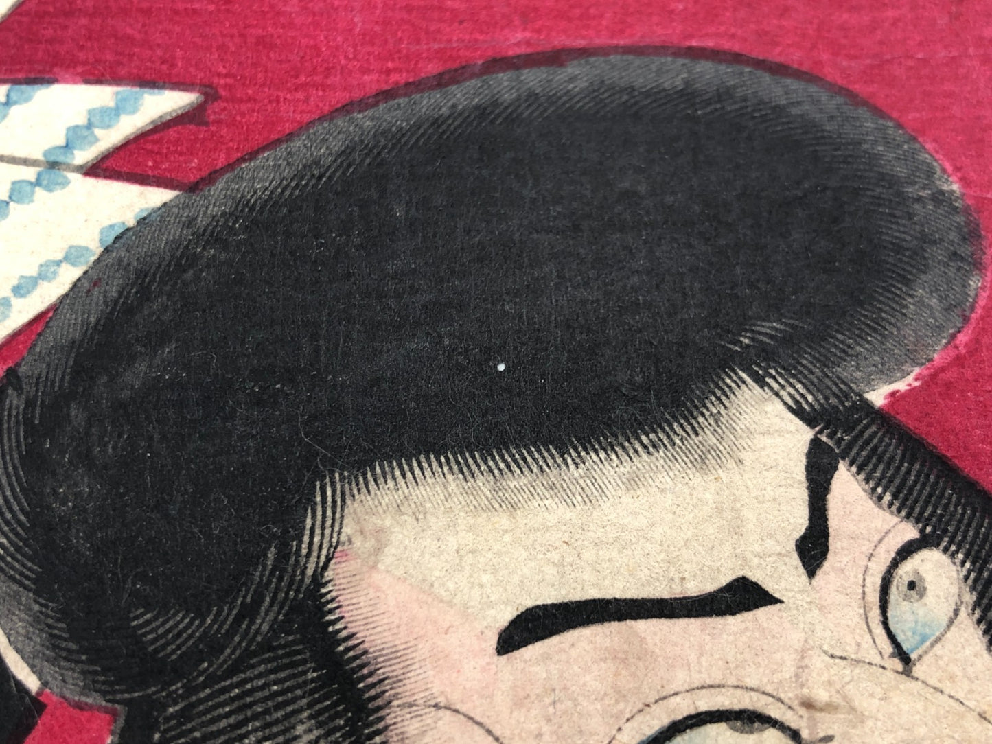 Chikashige Woodblock Print triptych:Tenpo Suikoden Tattoo Meiji era Kabuki actor