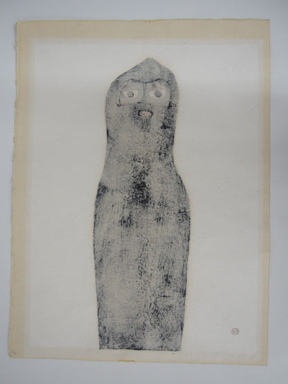 Azechi Umetaro Woodblock Print: "Man in Snow" 1958 AP Edition Signed