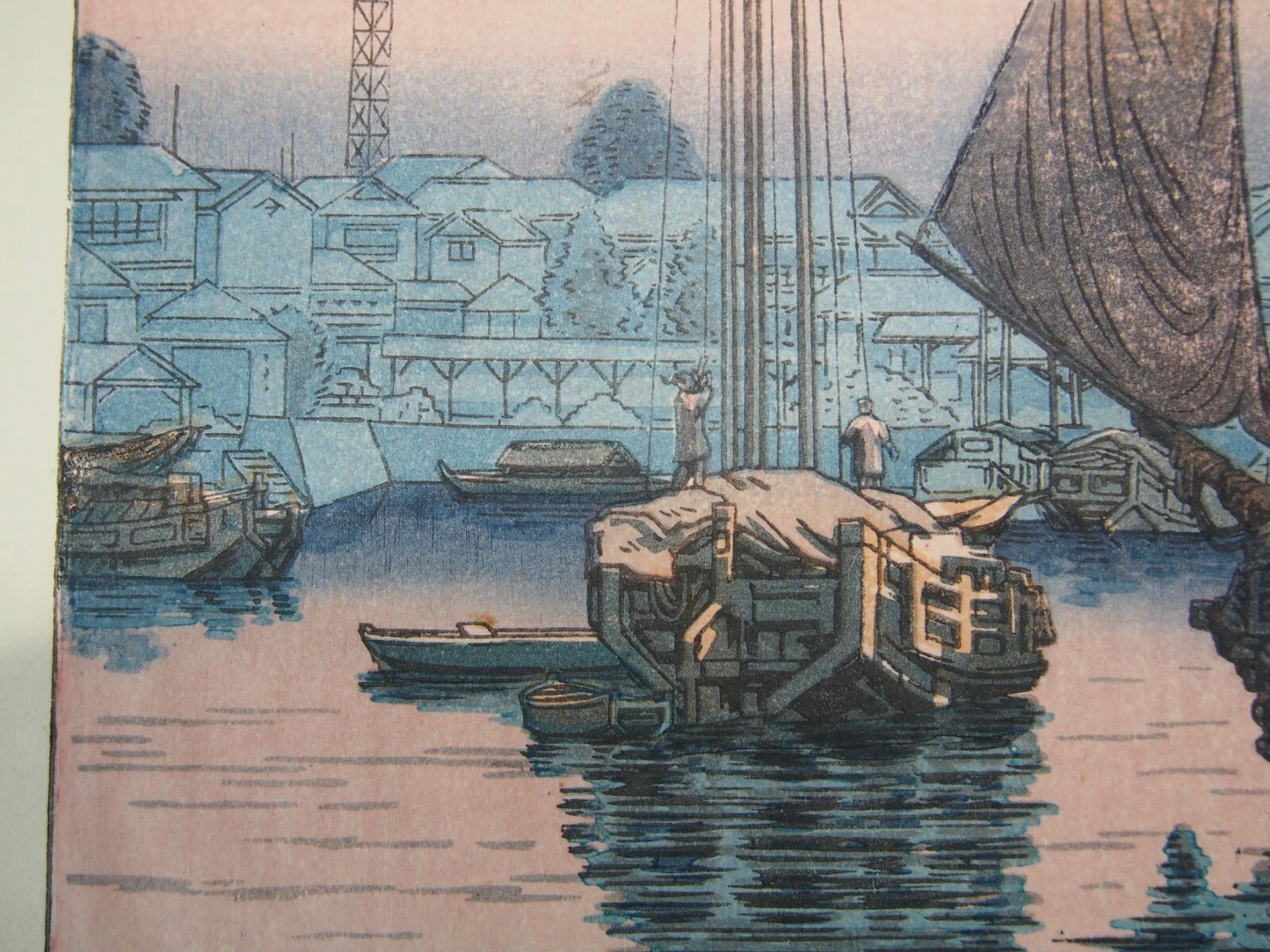Tsuchiya Koitsu Woodblock Print: Sunset at Tomonotsu, Inland Sea 1940 Shin-Hanga