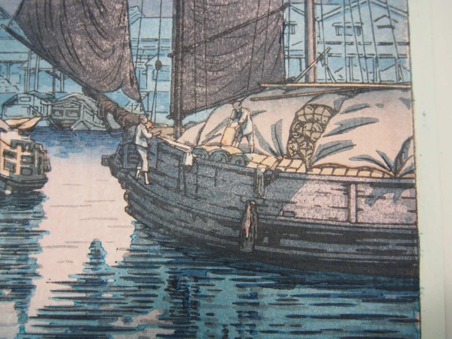 Tsuchiya Koitsu Woodblock Print: Sunset at Tomonotsu, Inland Sea 1940 Shin-Hanga