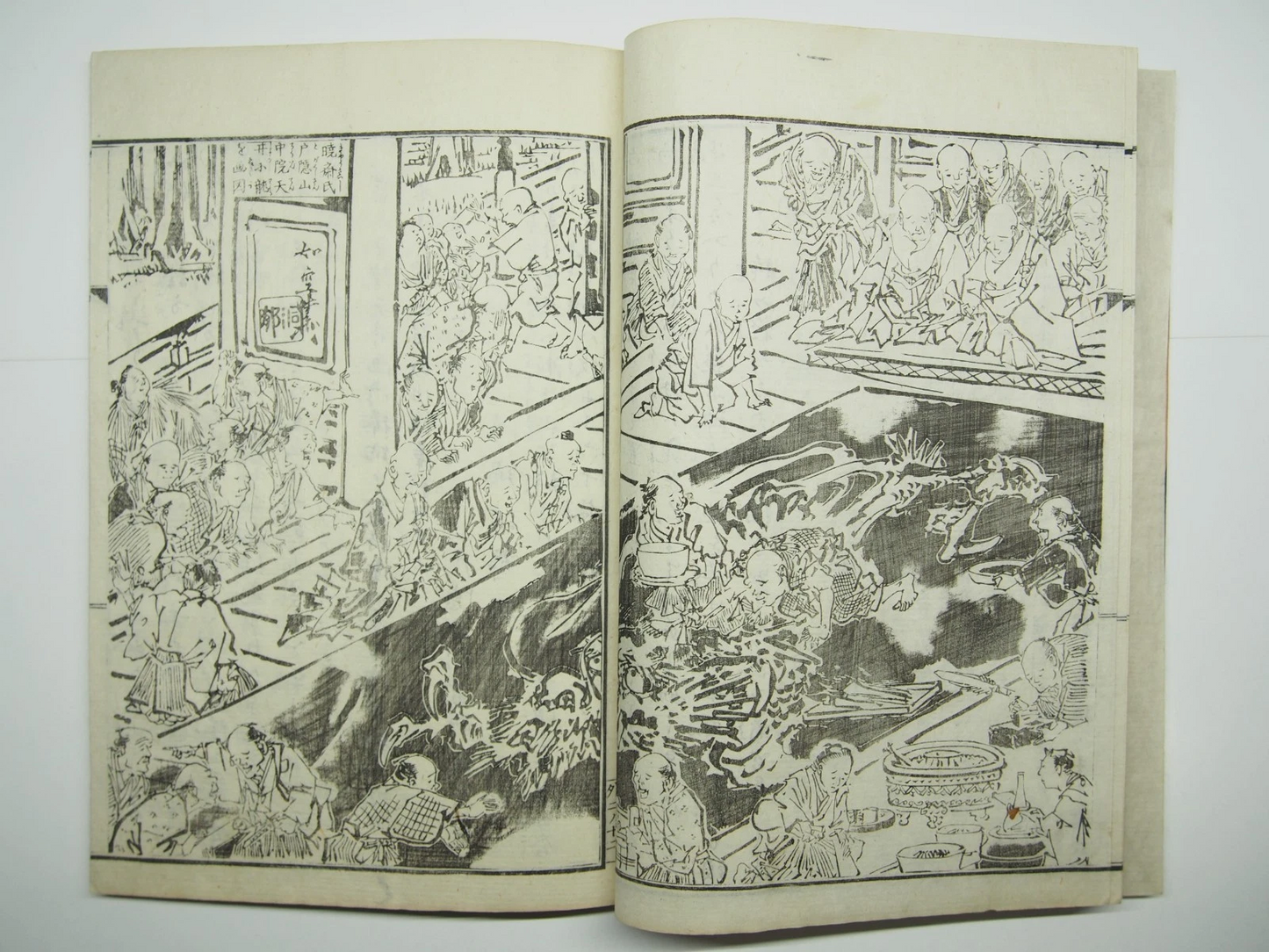 Kyosai Woodblock Print Book x4 Set: Kyosai's Paintings Collection 1887 Ukiyo-e