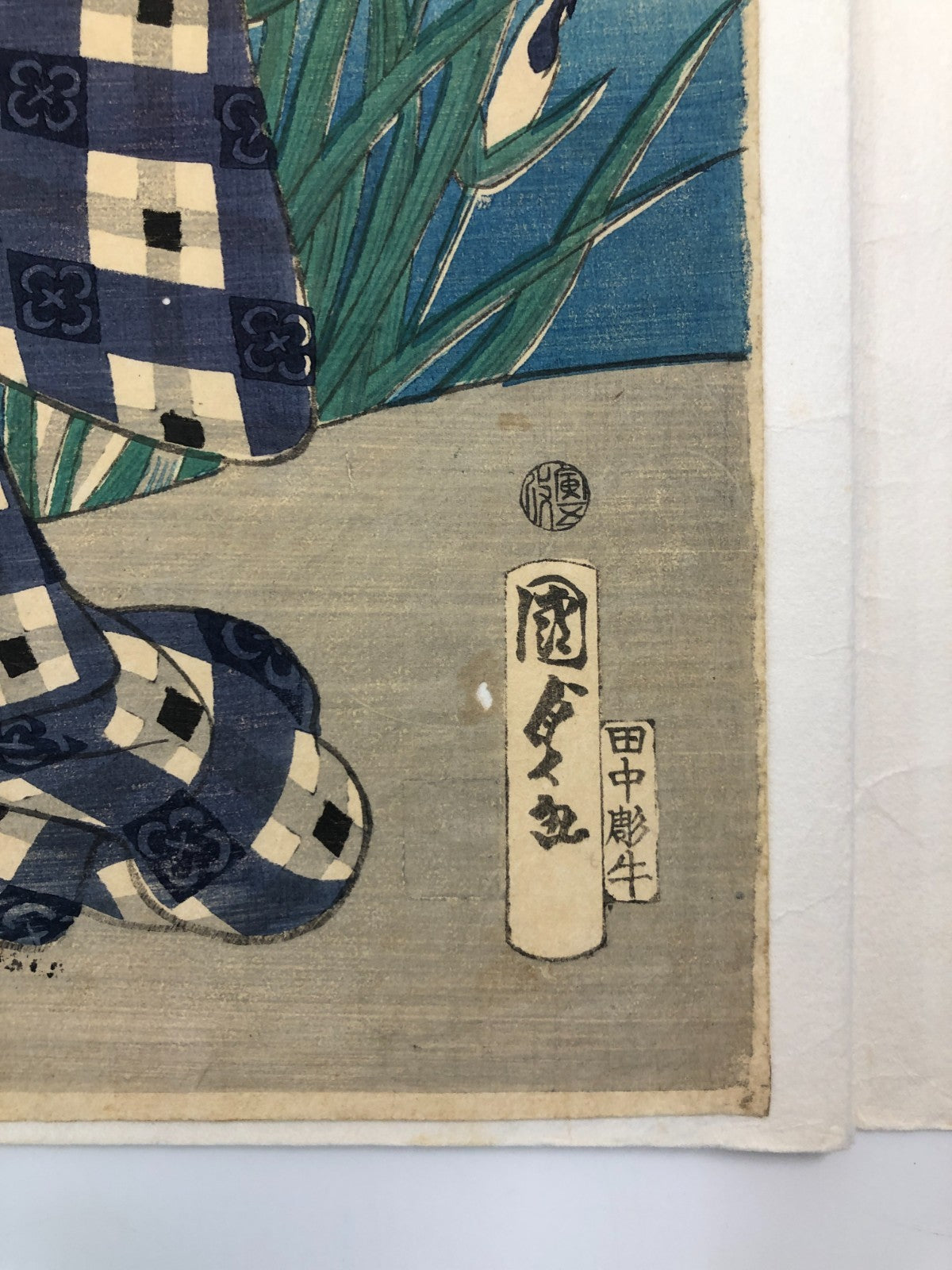 Kunisada Woodblock Print Quintuplet: Iris Benkei set 1866 Bijin-ga Ukiyo-e