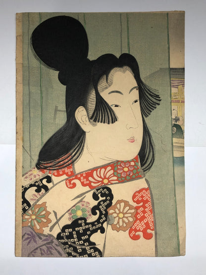 Kiyochika Woodblock Print Triptych: Beauty at the time of Jōō and Manji era 1896