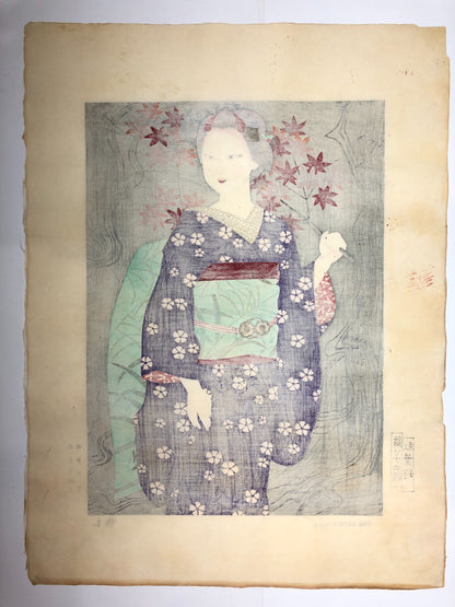 Morita Kohe Woodblock Print x 4：Four Maiko Dancers Bijin-ga