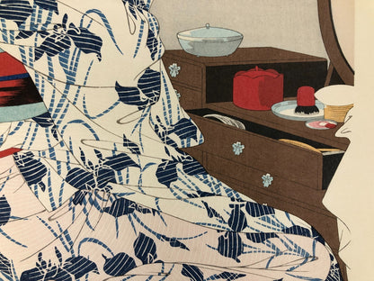 Tori Kiyotada Woodblock Print: Onna Junidai - Ayame Yukata Ukiyo-e, Beauty