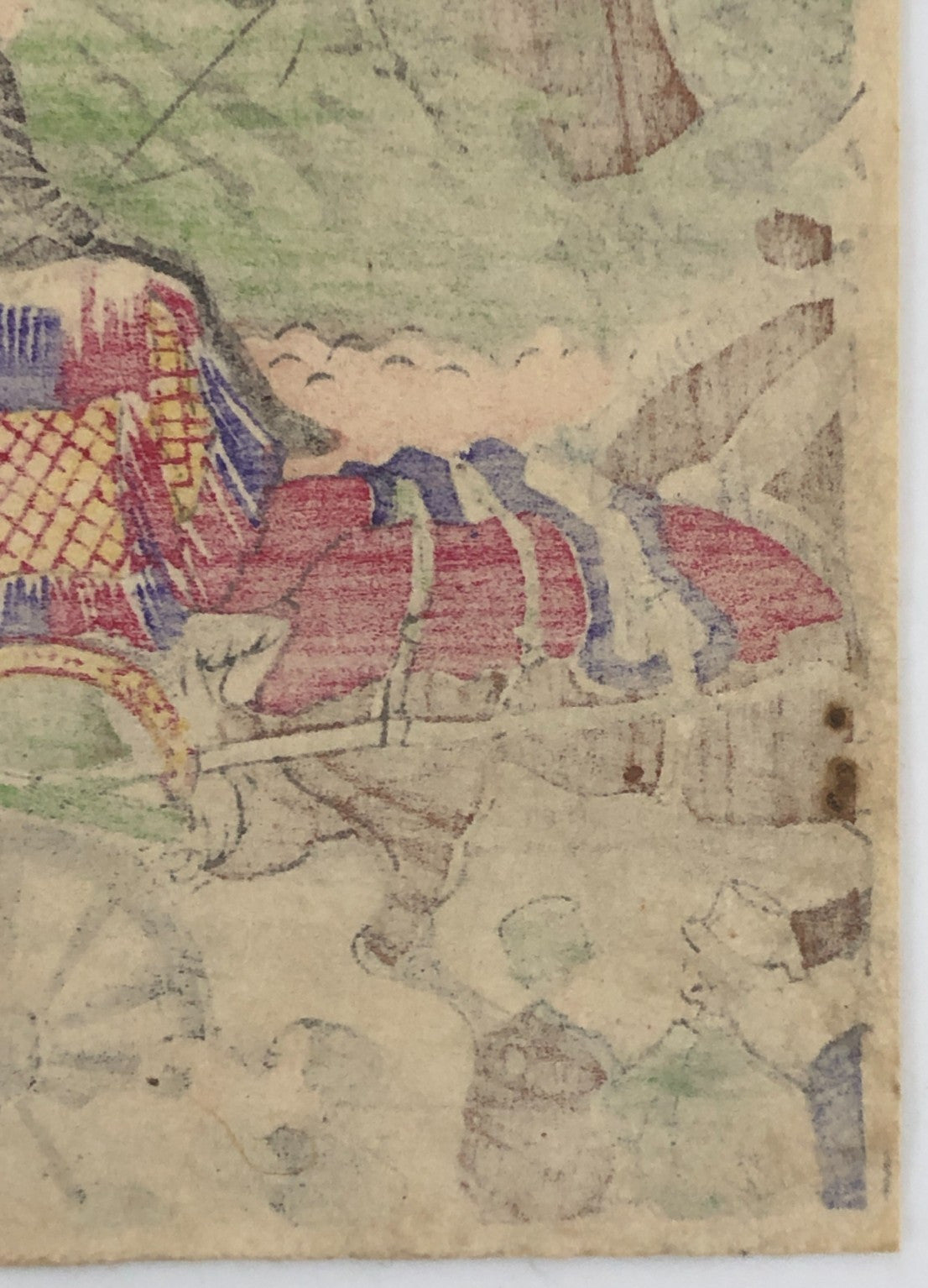 Kyosai Woodblock Print Triptych: 1877 National Industrial Exhibition Ueno Park