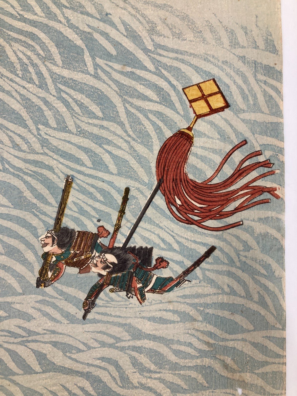 Yoshitora Woodblock print Triptych: Great battle at Kawanakajima in Shinshu